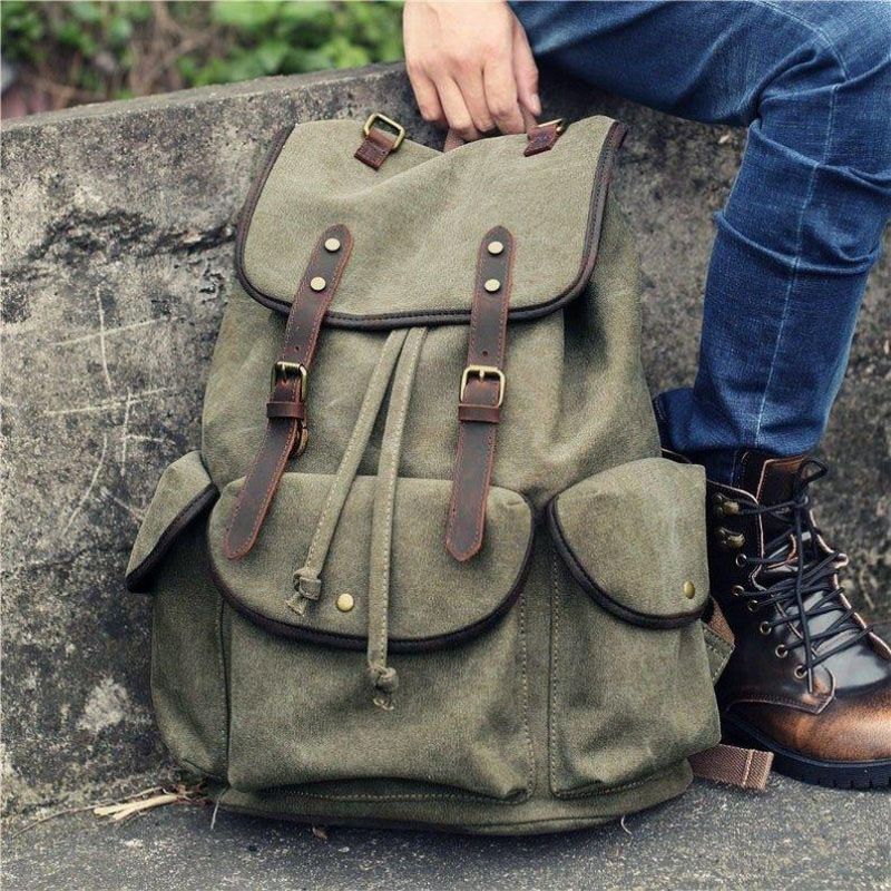 Menn Casual Canvas Ryggsekk Vintage Camping Daypack