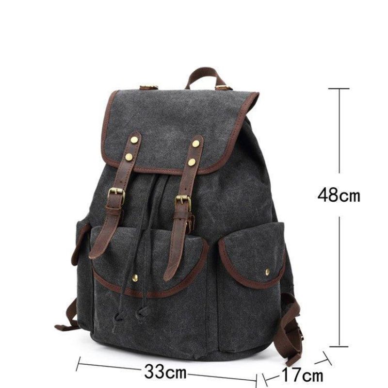 Menn Casual Canvas Ryggsekk Vintage Camping Daypack