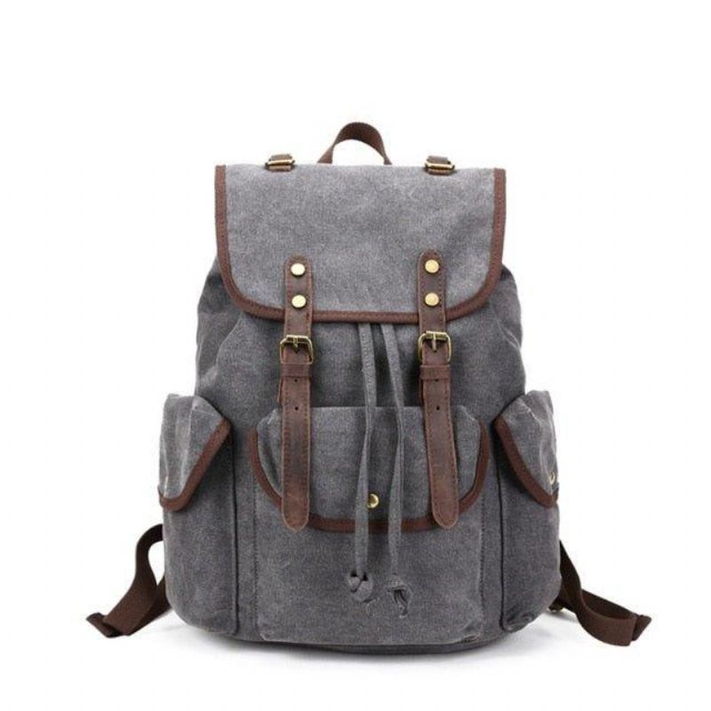 Menn Casual Canvas Ryggsekk Vintage Camping Daypack