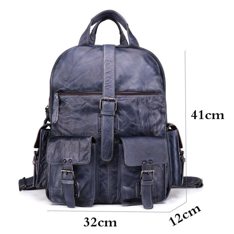 Menn Ryggsekk Vintage Leather Travel 15.6 Tommer