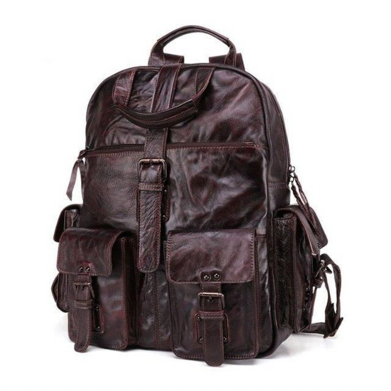 Menn Ryggsekk Vintage Leather Travel 15.6 Tommer