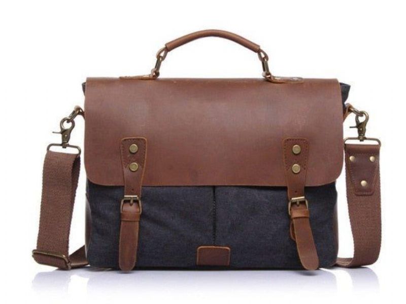 Messenger Bag Satchel Vintage Canvas Leather