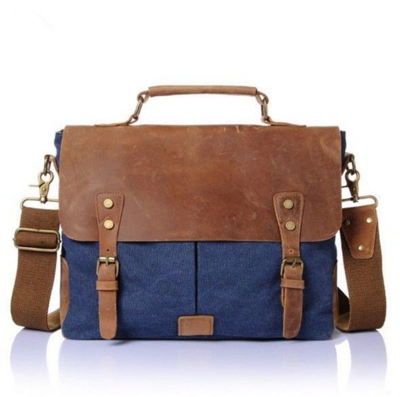 Messenger Bag Satchel Vintage Canvas Leather