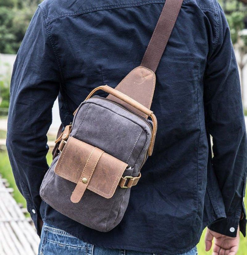 Outdoor Sling Bag Med Crazy Horse Leather