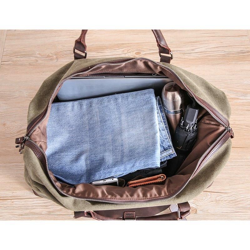 Oversized Travel Duffel Bag Canvas Leather