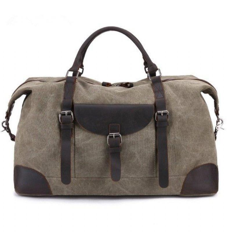 Oversized Travel Duffel Bag Canvas Leather