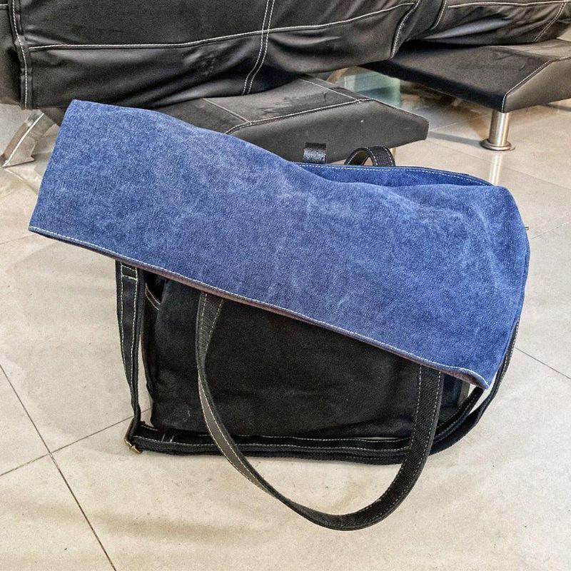 Roll Top Canvas Tote Med Stropp Og Laptop-omslag