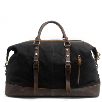 Stor Voksbehandlet Lerret Weekender Duffle Bag Travel Herre