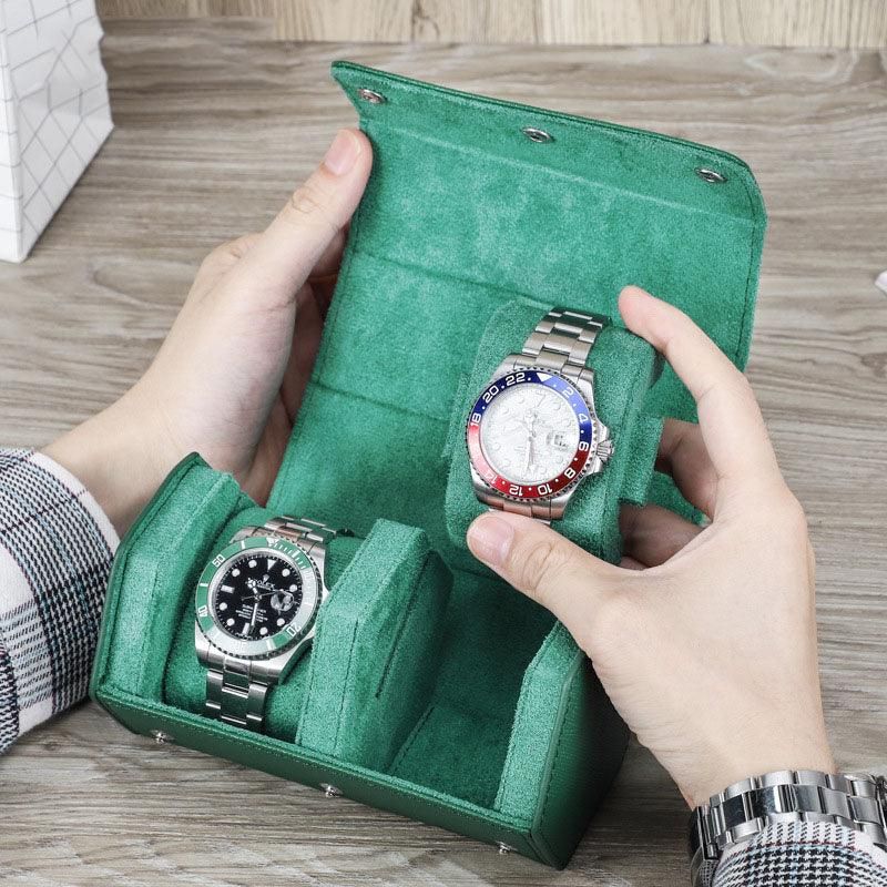 Trend Leather Hexagon Watch Roll Case For 2