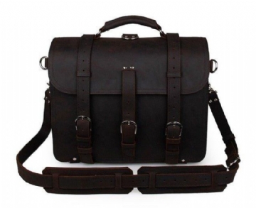 Tykk Kuskinn Koffert Messenger Bag 16 Tommer