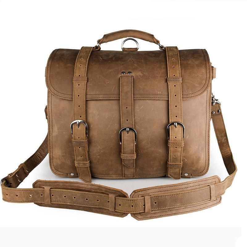 Tykk Kuskinn Koffert Messenger Bag 16 Tommer