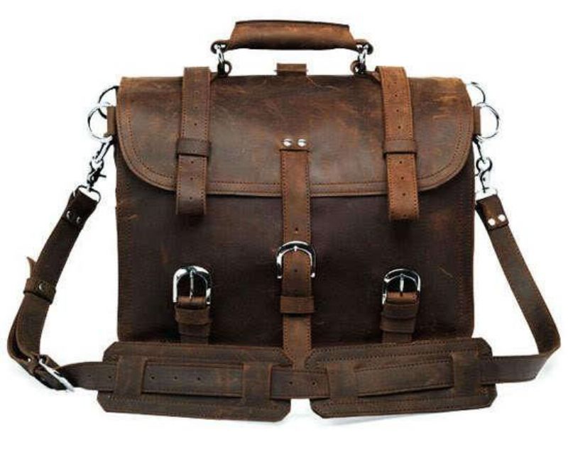 Tykk Kuskinn Koffert Messenger Bag 16 Tommer