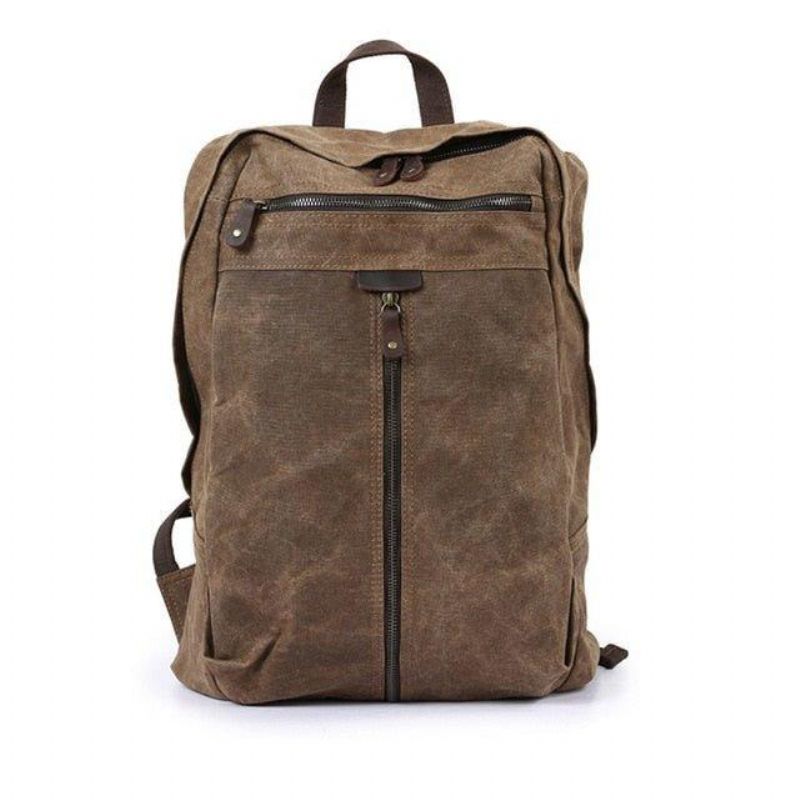 Vanntett Vokset Lerretsryggsekk Laptop Daypack