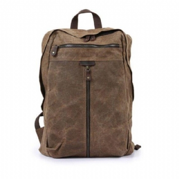 Vanntett Vokset Lerretsryggsekk Laptop Daypack