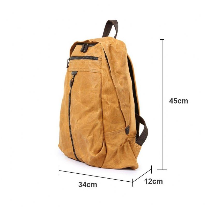 Vanntett Vokset Lerretsryggsekk Laptop Daypack