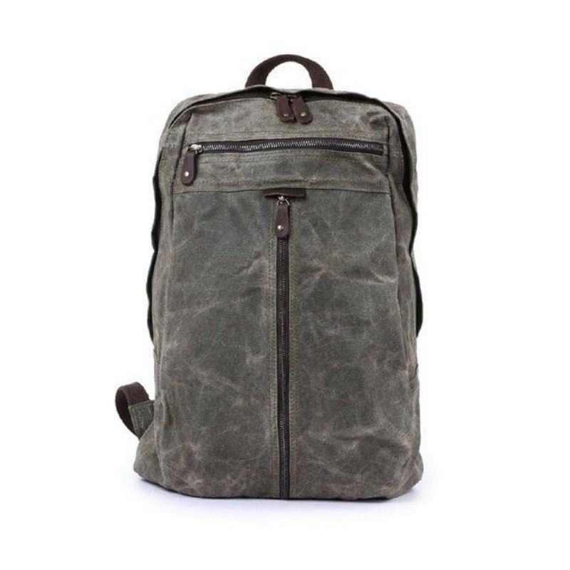 Vanntett Vokset Lerretsryggsekk Laptop Daypack