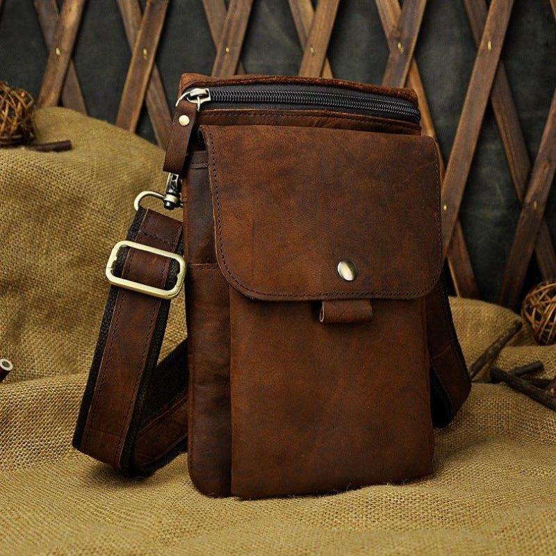 Vintage Ekte Skinn Dual-use Messenger Bag