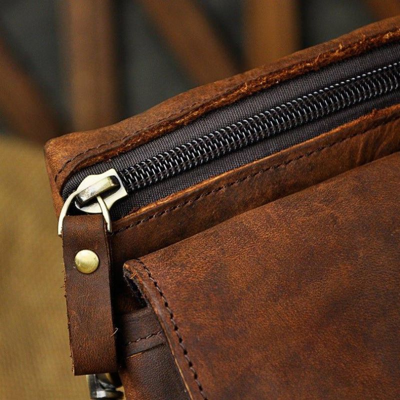 Vintage Ekte Skinn Dual-use Messenger Bag