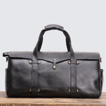 Vintage Leather Duffle Bag For Menn Weekender