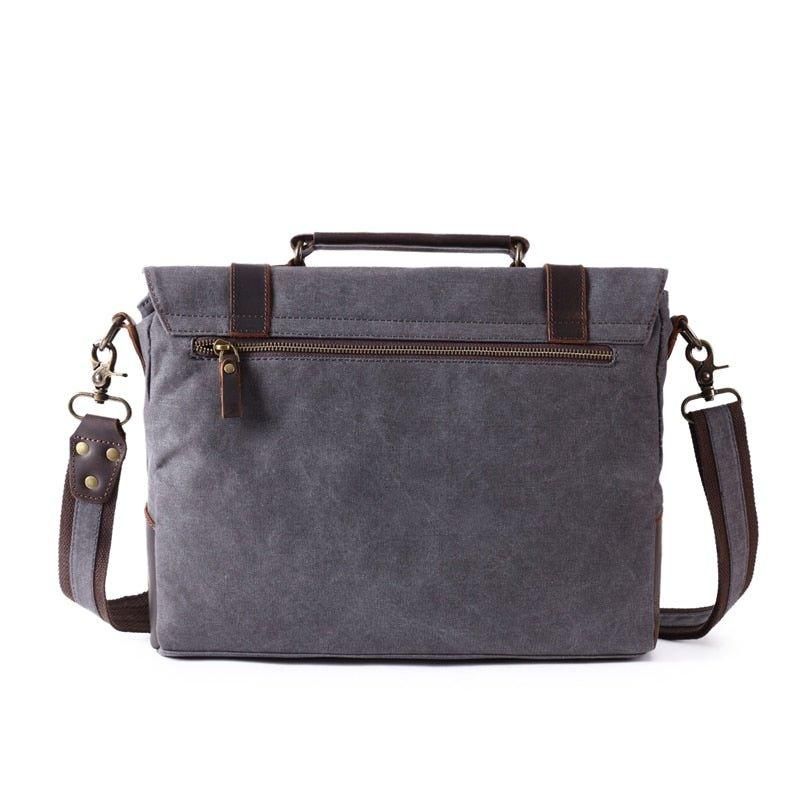 Vintage Messenger Bag I Canvas Ekte Skinn