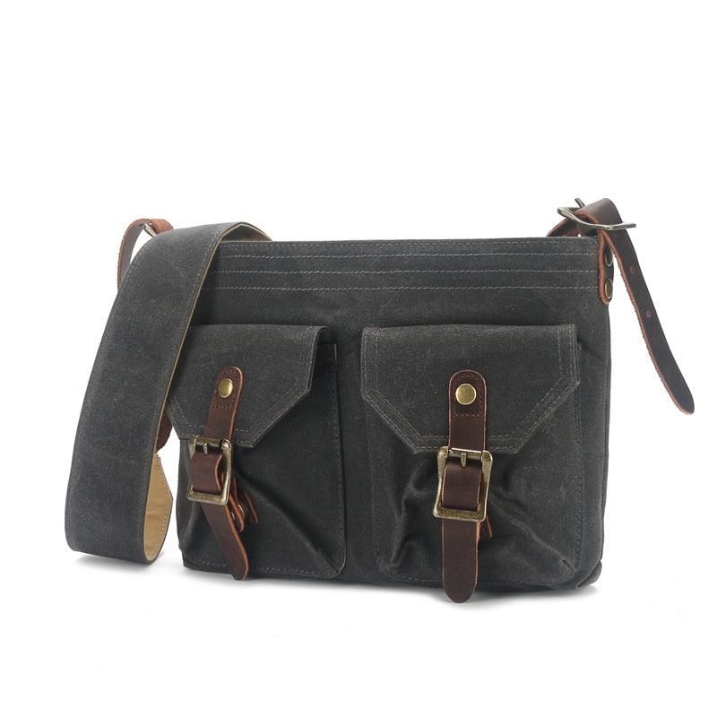 Vintage Messenger Bag I Lerret Med Frontlommer