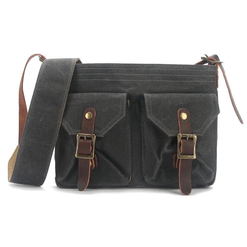 Vintage Messenger Bag I Lerret Med Frontlommer