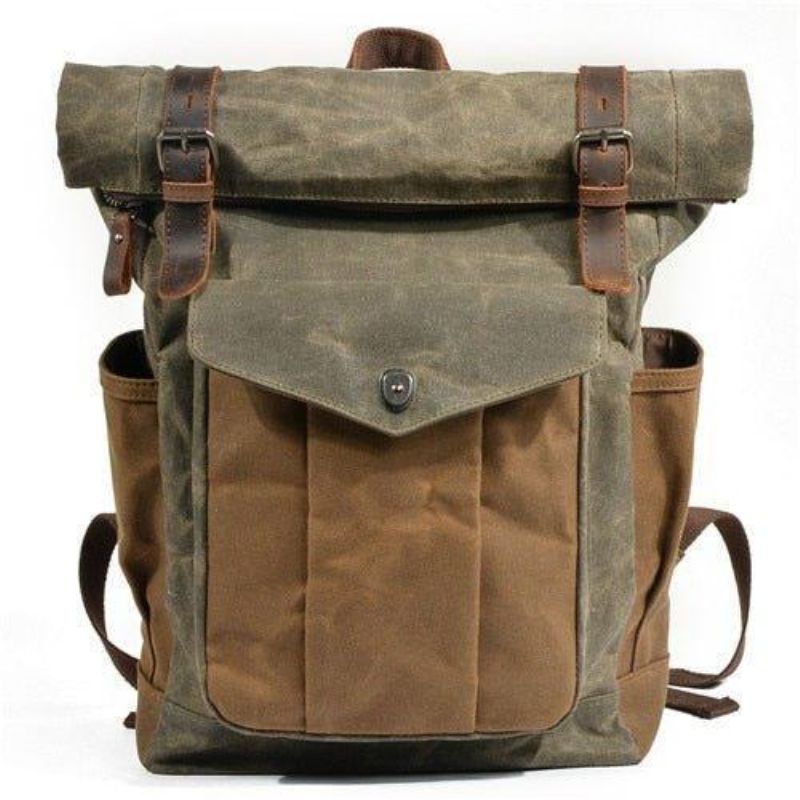 Vintage Roll Top Canvas Ryggsekk Reise Menn Kvinner