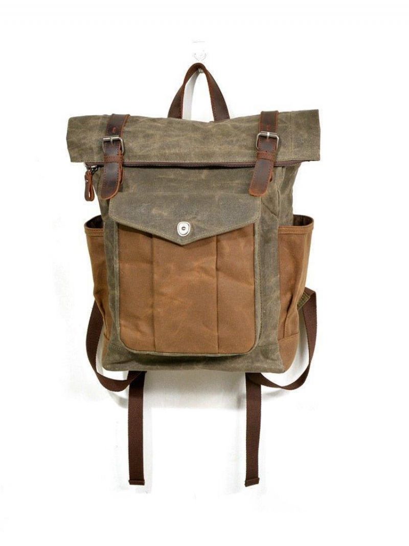 Vintage Roll Top Canvas Ryggsekk Reise Menn Kvinner