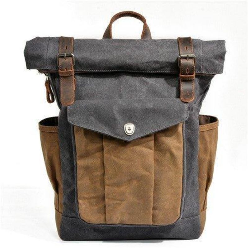 Vintage Roll Top Canvas Ryggsekk Reise Menn Kvinner