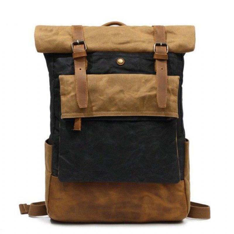 Vintage Vokset Canvas Ryggsekk Roll Top Travel