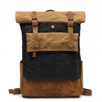 Vintage Vokset Canvas Ryggsekk Roll Top Travel