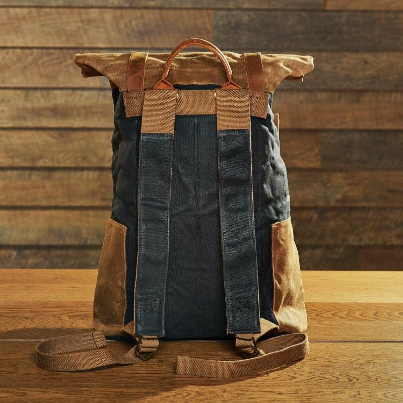 Vintage Vokset Canvas Ryggsekk Roll Top Travel