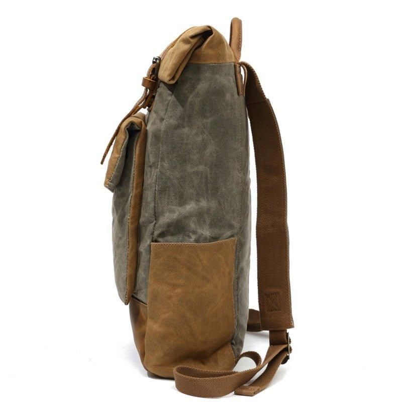 Vintage Vokset Canvas Ryggsekk Roll Top Travel