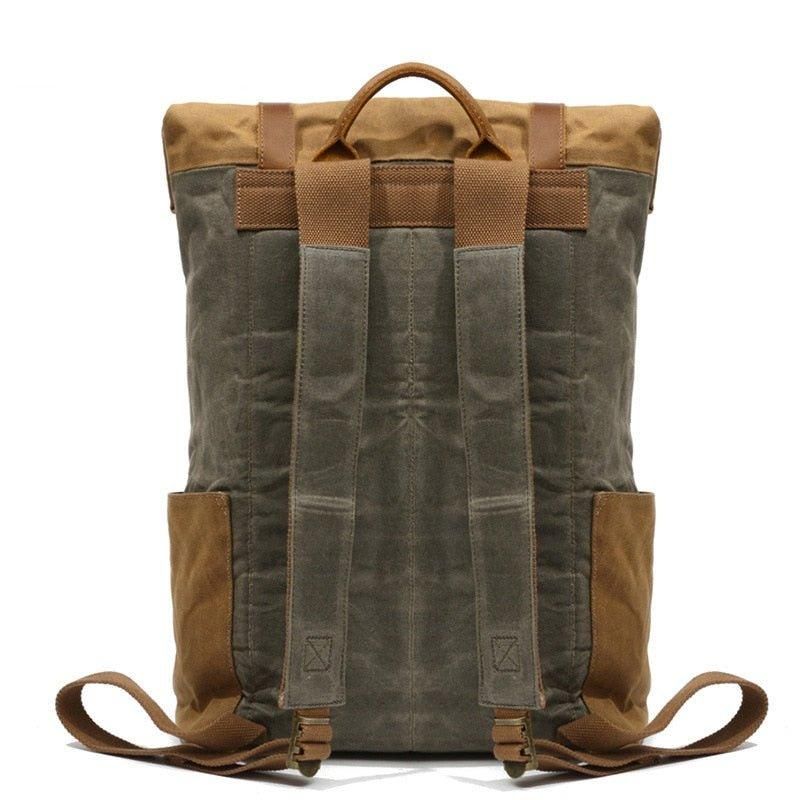 Vintage Vokset Canvas Ryggsekk Roll Top Travel