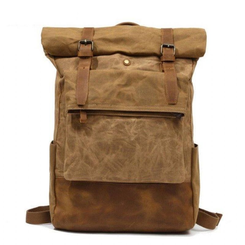 Vintage Vokset Canvas Ryggsekk Roll Top Travel