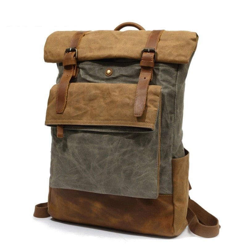 Vintage Vokset Canvas Ryggsekk Roll Top Travel