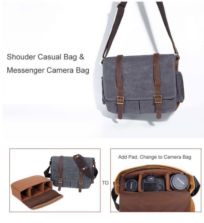 Vokset Lerret Dslr Kamera Messenger Bag