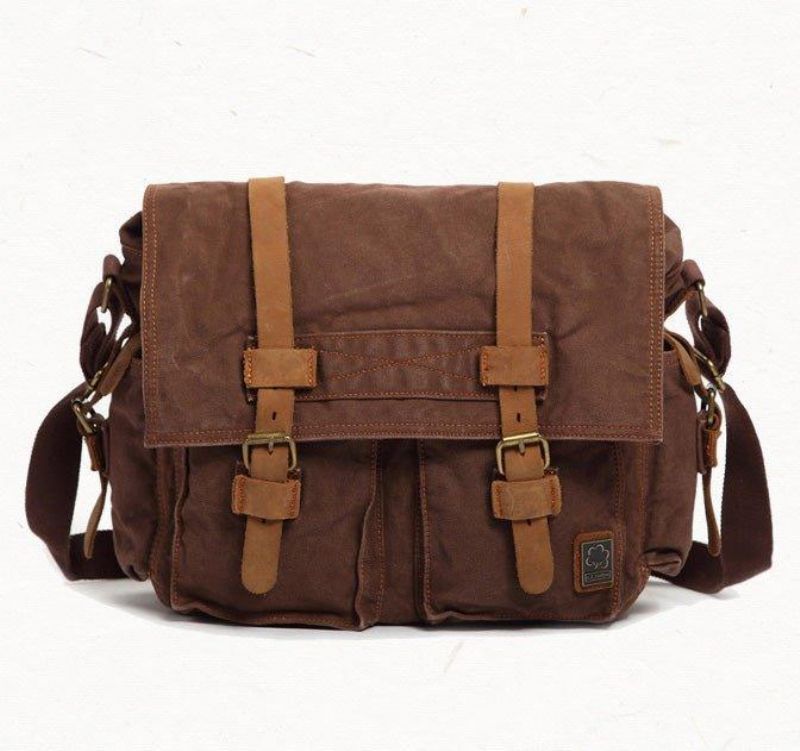 Vokset Lerret Messenger Bag Laptop Herre