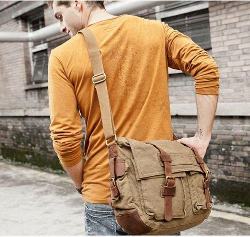 Vokset Lerret Messenger Bag Laptop Herre